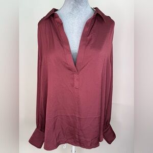 Banana Republic Women's long-sleeve relaxed satin pullover blouse